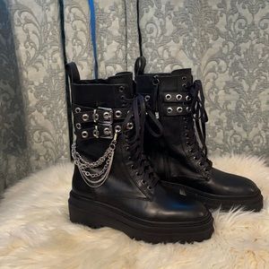 Zara combat boots with chains